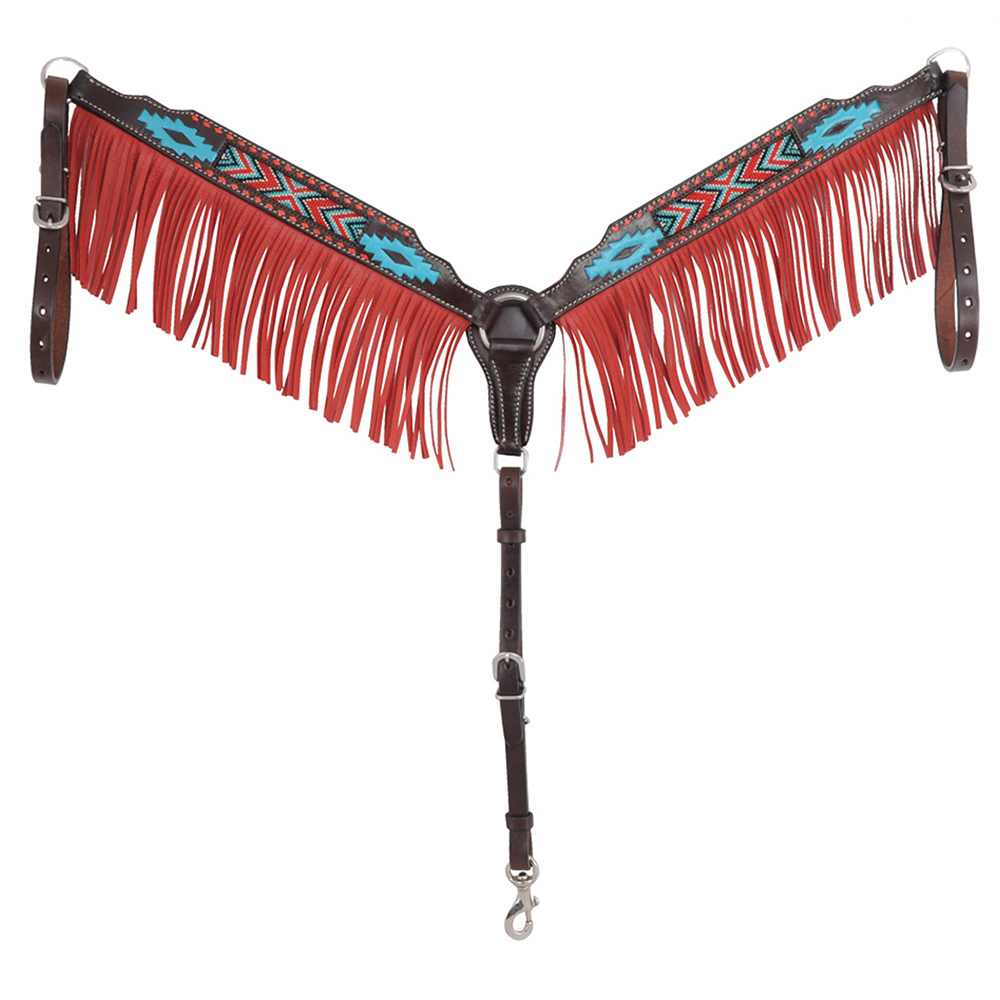 Aztec Beaded Breast Collar with Fringe Oxbow Tack