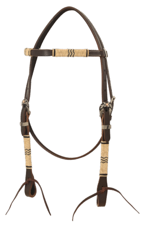 Chocolate Browband Headstall w/ Rawhide Knotting & Fancy Buckle