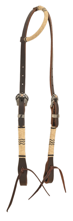 Chocolate Slip Ear Headstall w/ Rawhide Knotting & Fancy Buckle